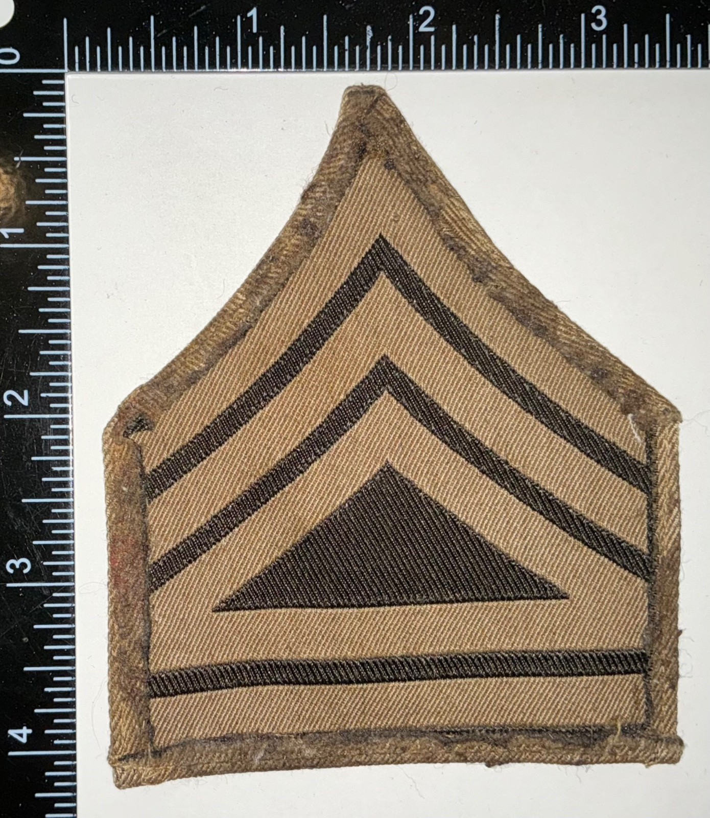WWII USMC US Marine Corps Technical Sergeant SINGLE KHAKI CHEVRON PATCH