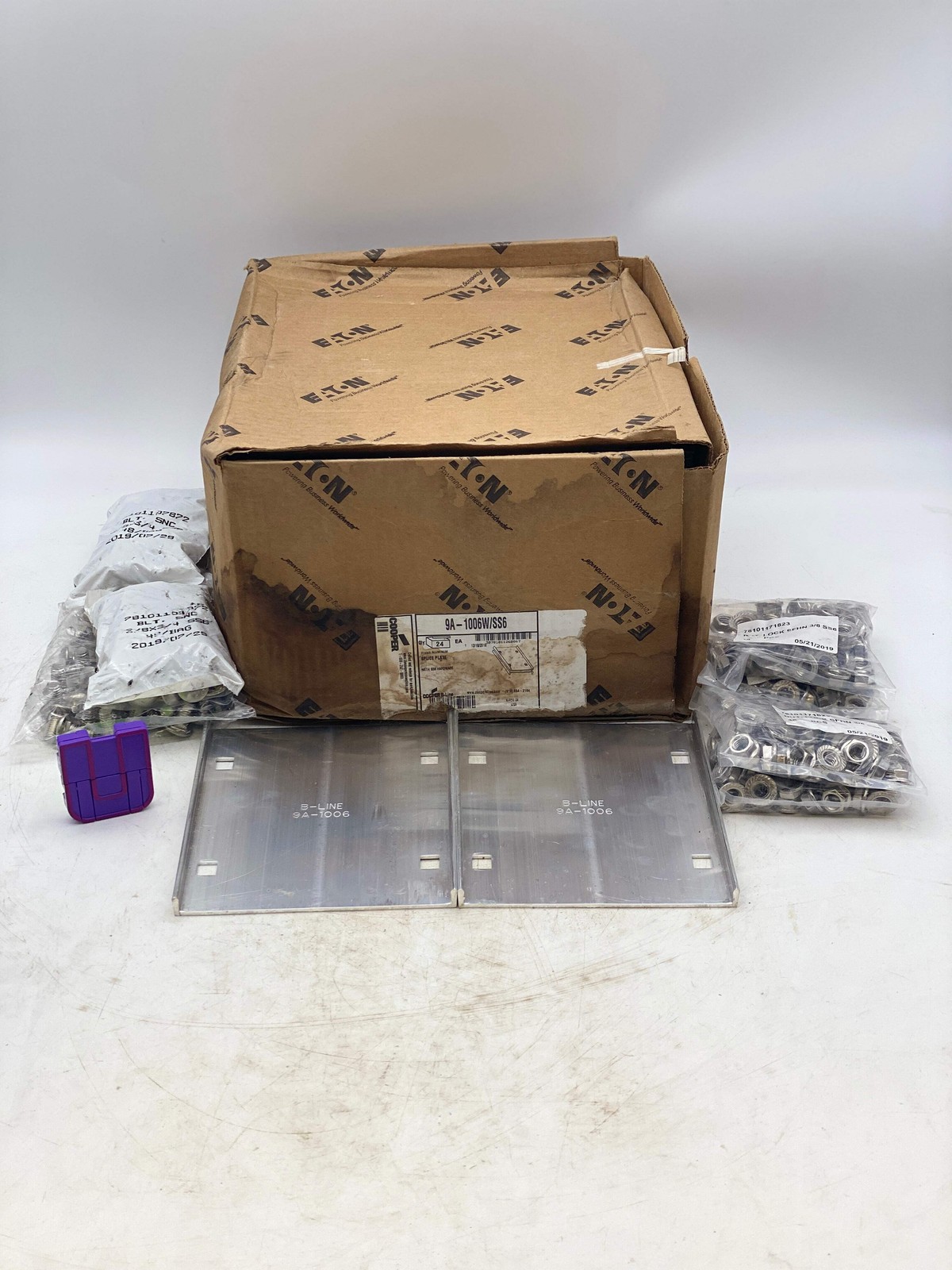 Eaton 9A-1006W/SS6 B-Line Splice Plate *Box of (24) Pairs* (Open Box)