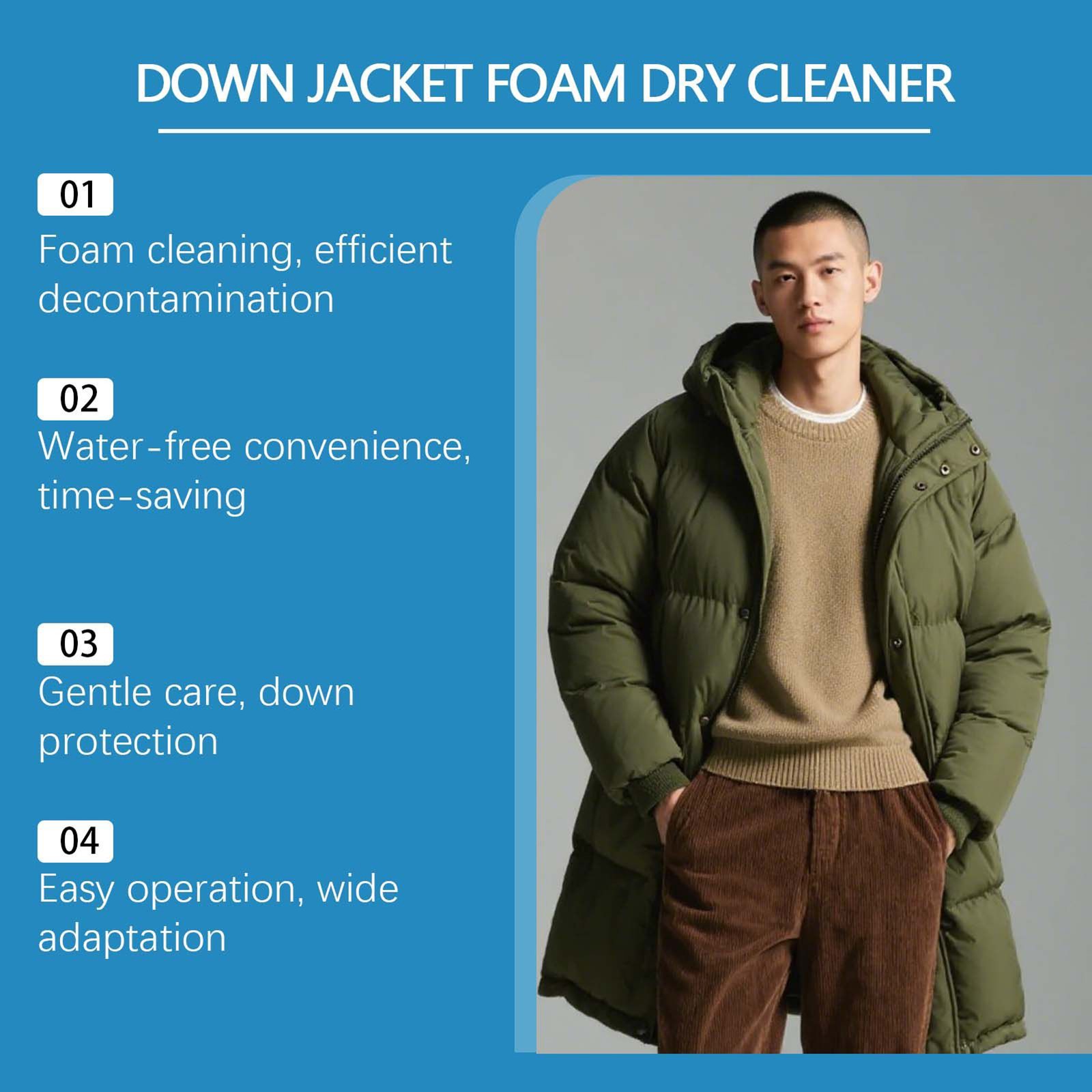 Down Jacket Foam Dry Cleaner, 100ml Waterless Multi Purpose Cleaner With Brush