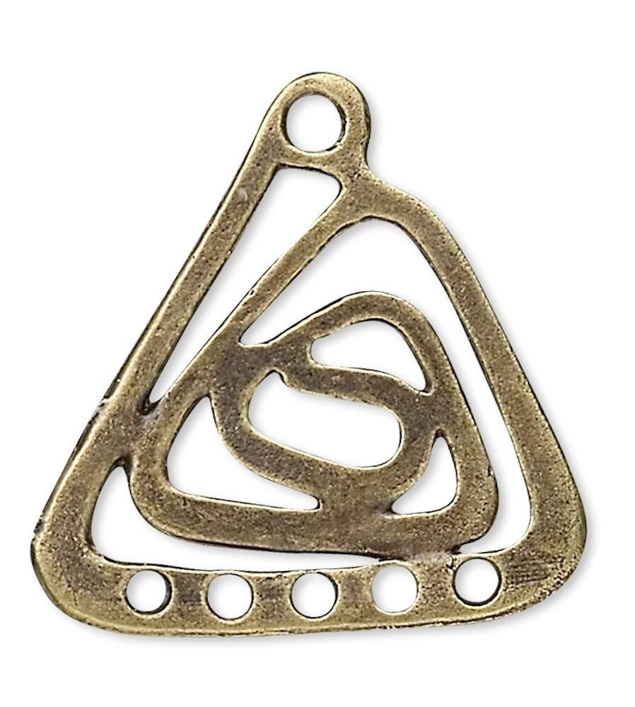 10 Antique Brass Pewter 24x23mm Triangle Swirl Earring Connectors *