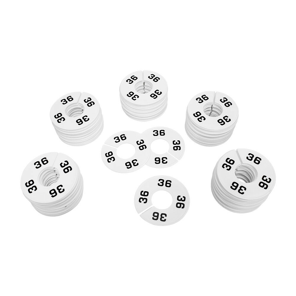 10 PC 3-1/2" Clothing Rack Size 36 Dividers Hangers White Plastic Round