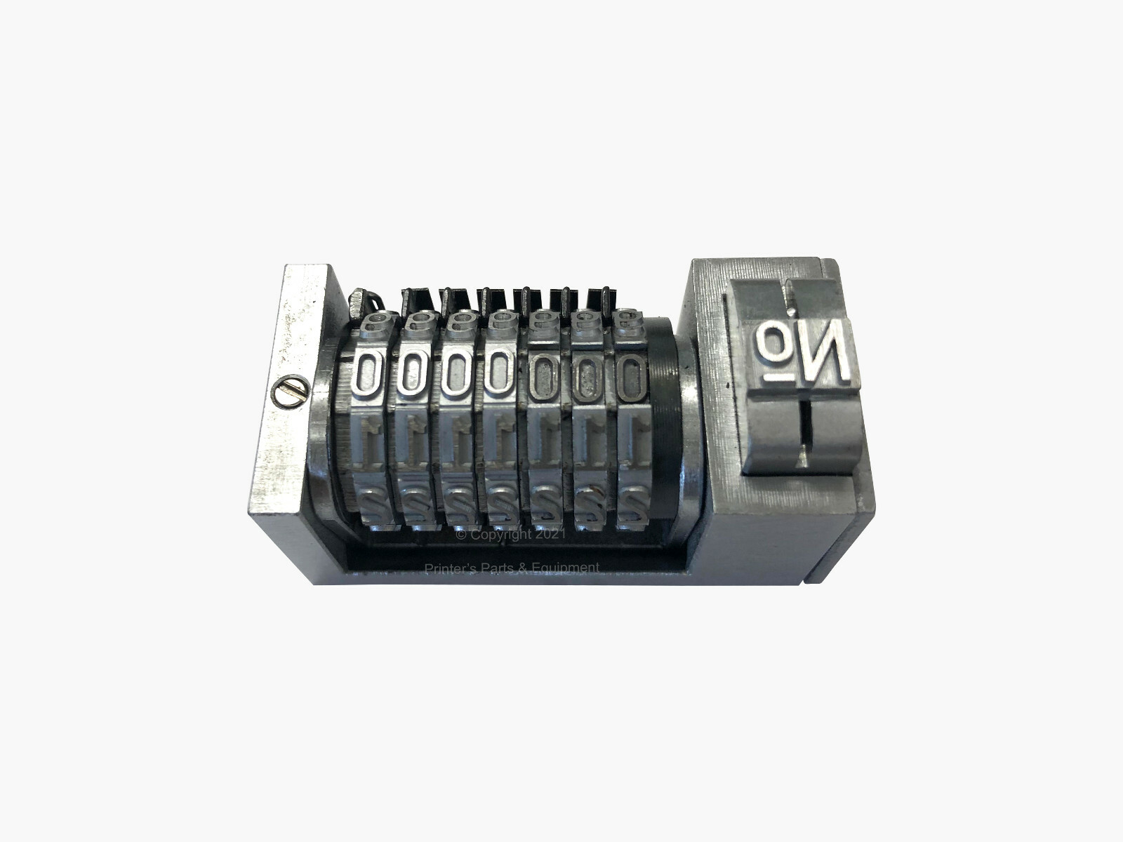 Numbering Machine 5/32 7 Digits Forward Gothic 3 Drop Zeros Letterpress Windmill