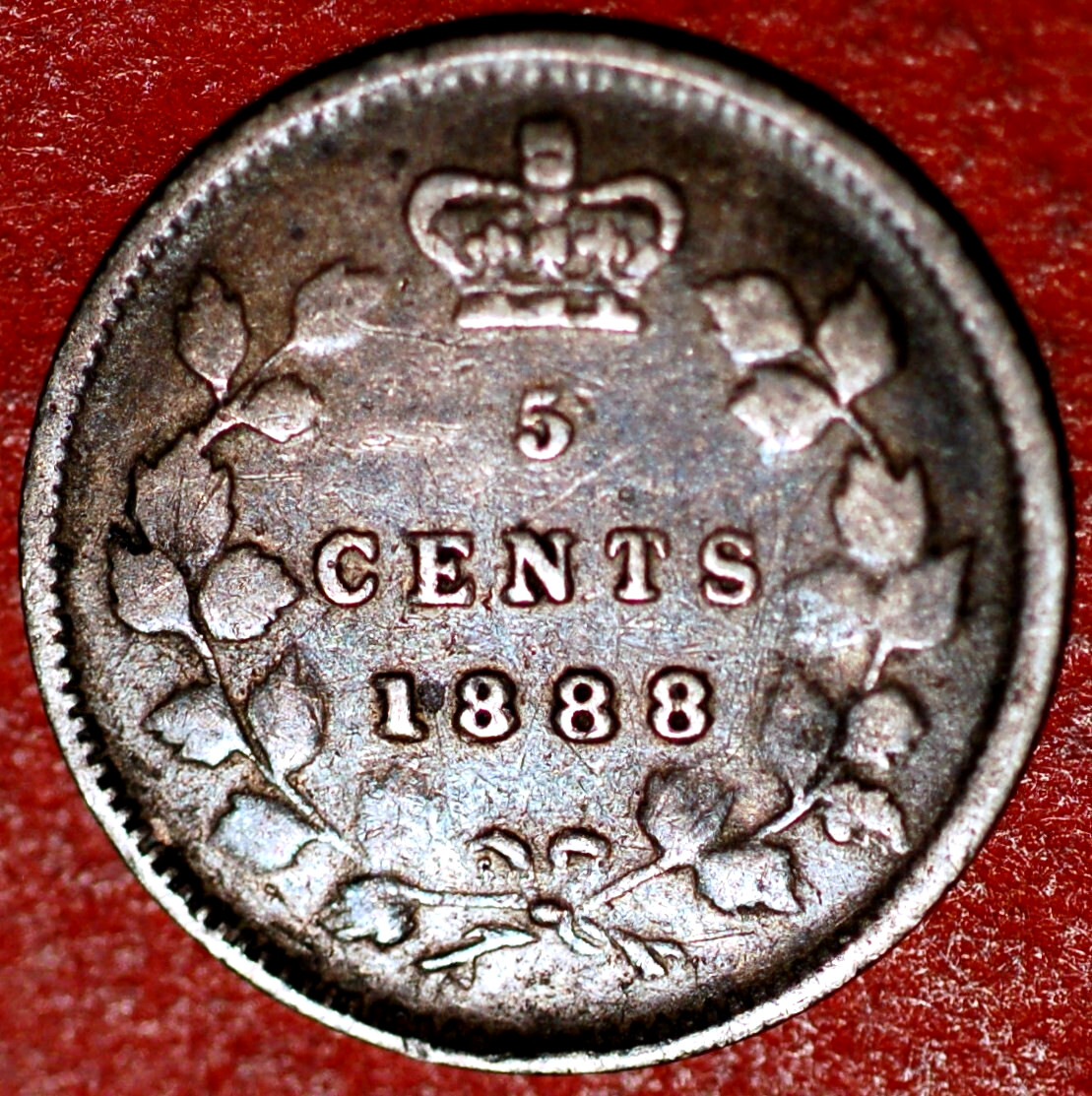 1888 Canada 5 Cents Victoria Queen silver KM#2