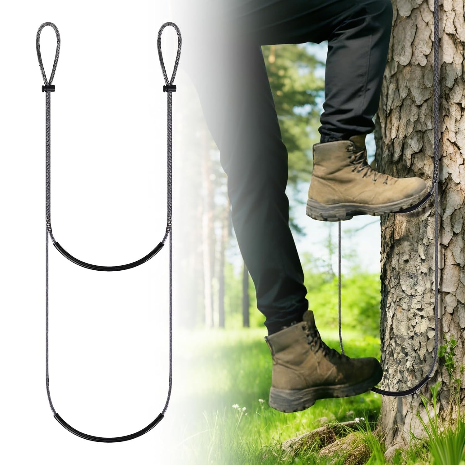Climbing Stick Aider for Hunting - 2-Step Lightweight Rope for Climbing Sticks -