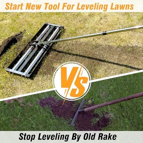 Updated Lawn Leveling Rake 30"x10", Lawn Leveler with Aluminum Rollers, Yard ...