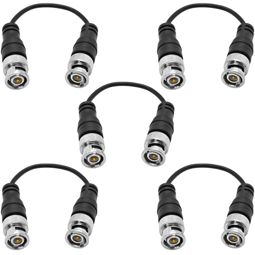 5 Pack of 6 Inch Male to Male Coax Patch Jumper Cables - BNC-59 Jacks RG-174