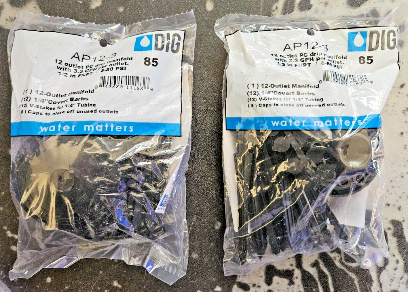 DIG 12 outlet PC Drip Manifold with 3.3 gallon per outlet 2 Pack