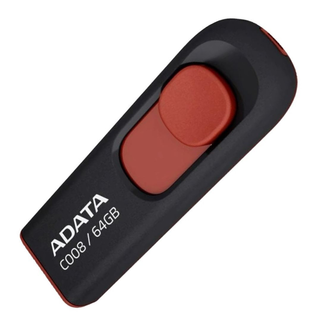 ADATA 64GB USB 2.0 Retractable Capless Flash Drive Red