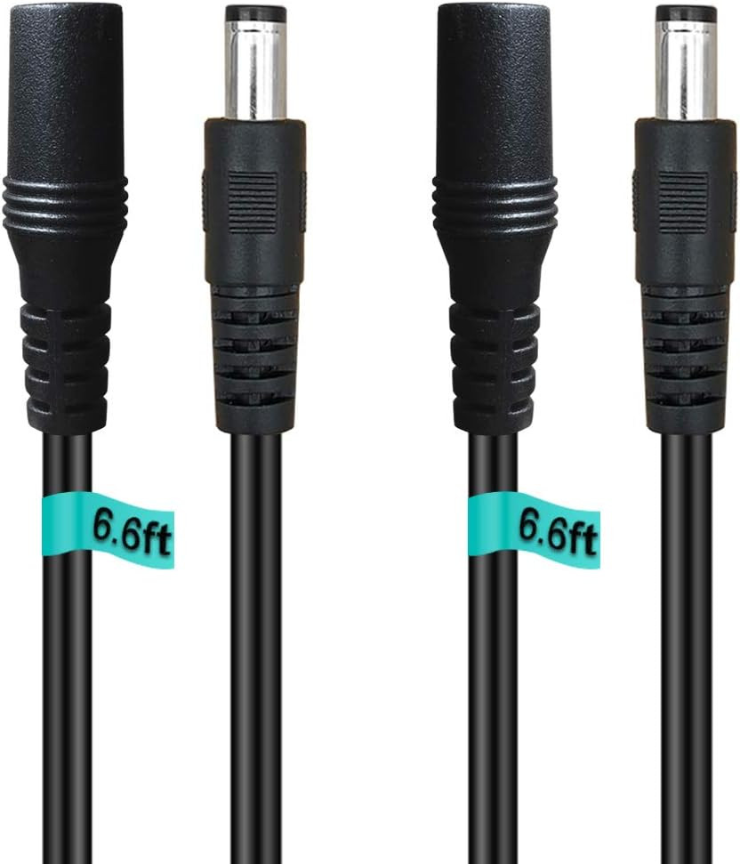 SIOCEN 2-Pack 6Ft DC Extension Cord 5.5Mm X 2.1Mm Male to Female Power Cable for