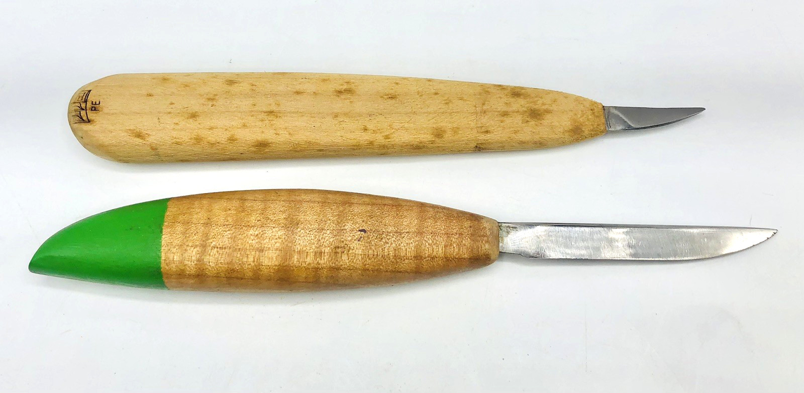 Lot 2 WOOD CARVING KNIFE SET WOODCARVING KNIVES CUSTOM Rare Whittling Blade Duck