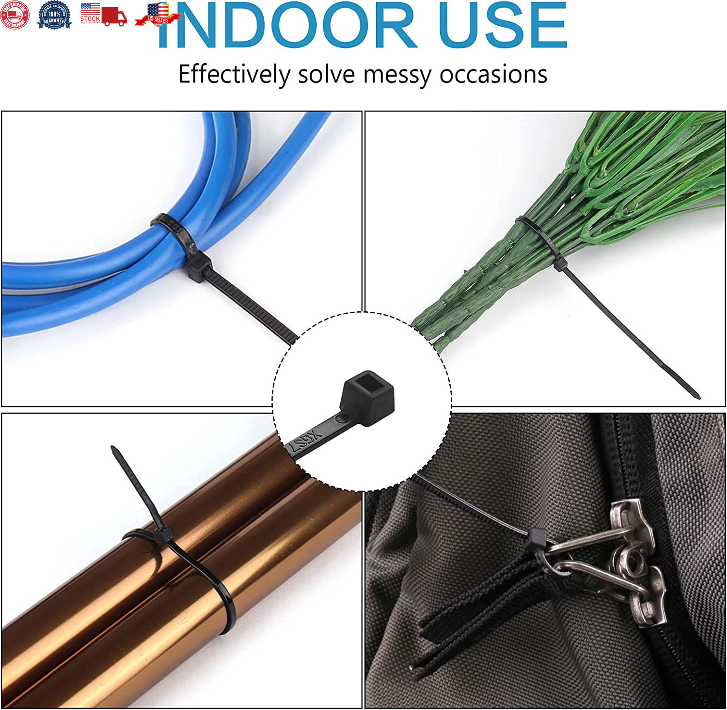 1000 Pcs Black Zip Ties, 4 Inch Small Self-Locking Nylon Cable Ties, Premium Thi