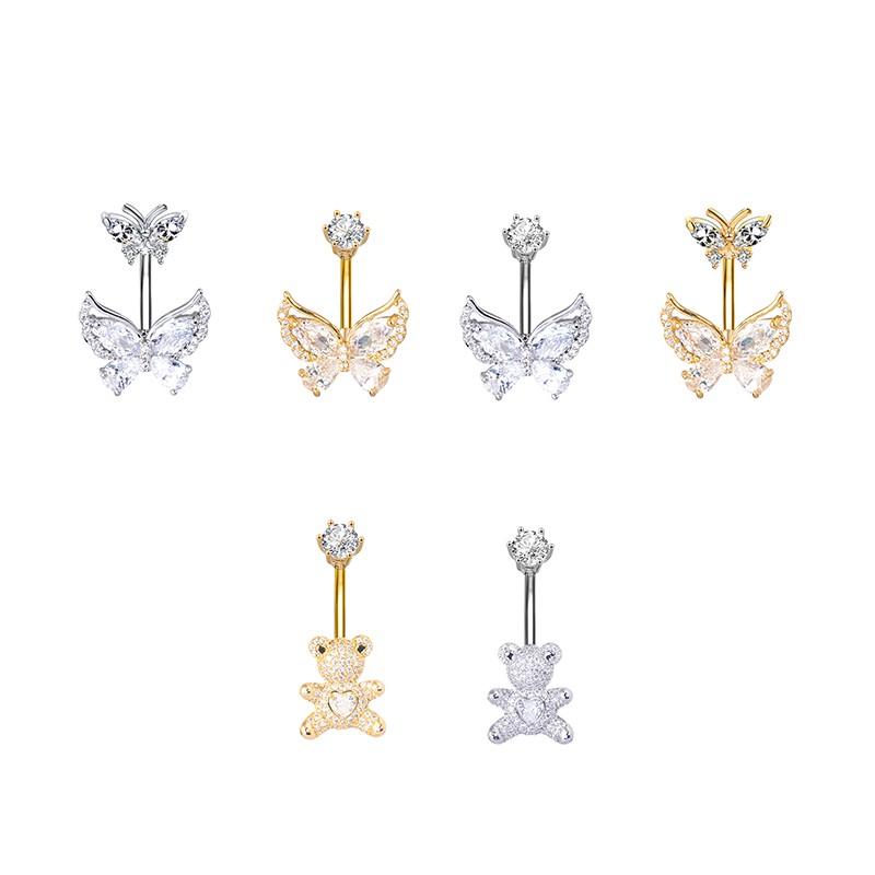 Cute Bear Butterfly Navel Ring Exquisite Navel Nail Body Piercing Jewelry Gifts