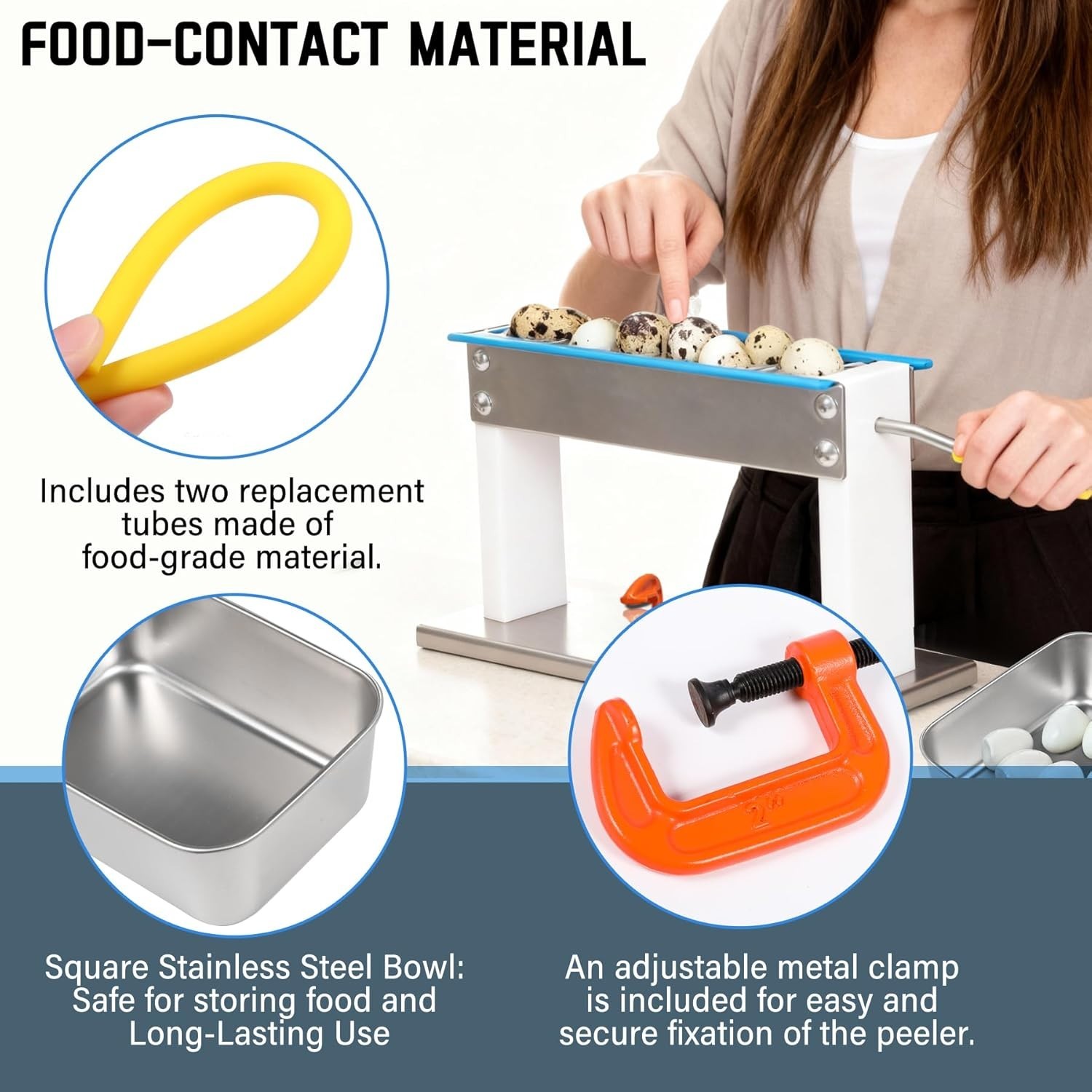 Manual Quail Egg Peeler Machine Kit - 304 Stainless Steel Sheller with 2 Collect
