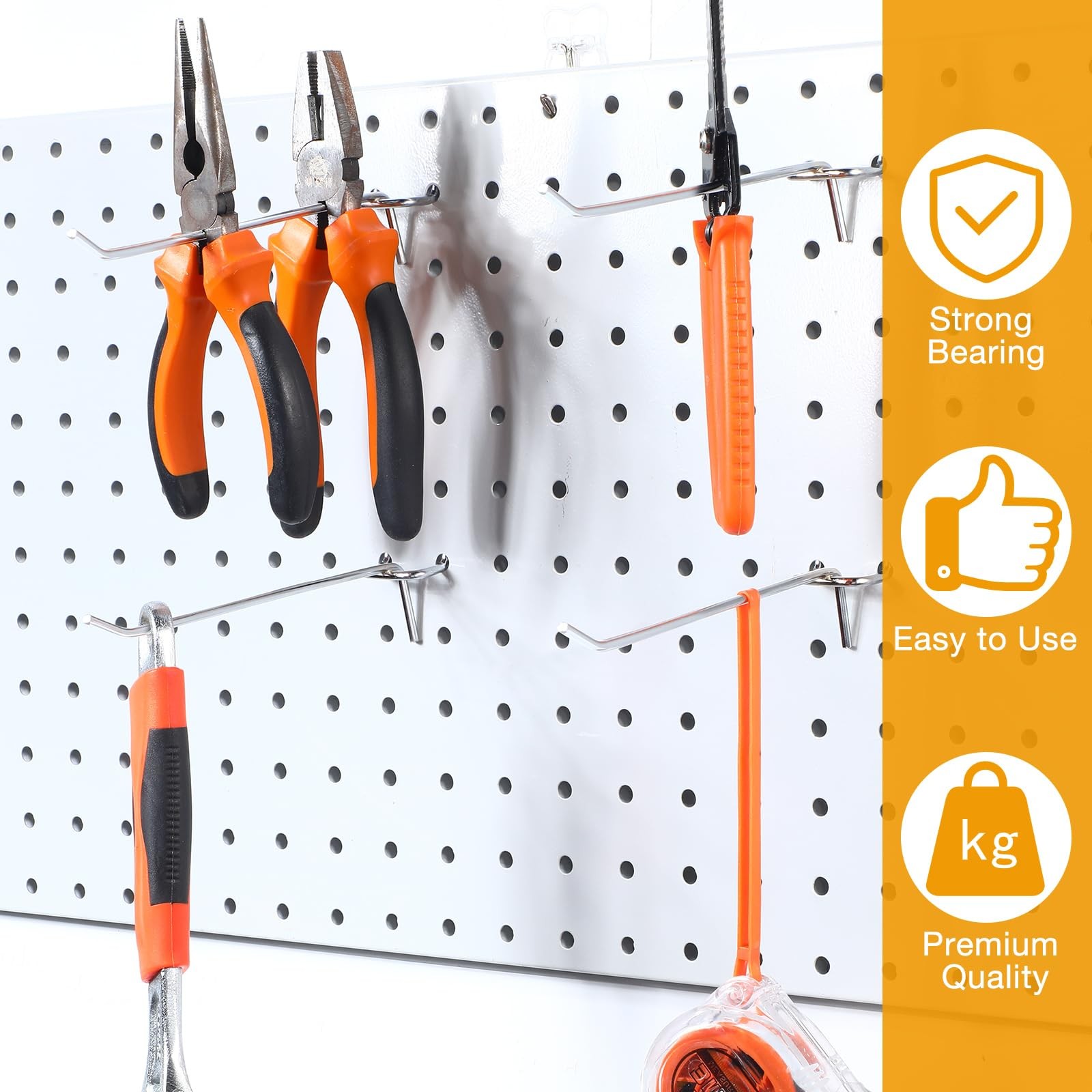 100 Pack Peg Board Hooks Stainless Steel Pegboard Hooks Shelving Display Hang...
