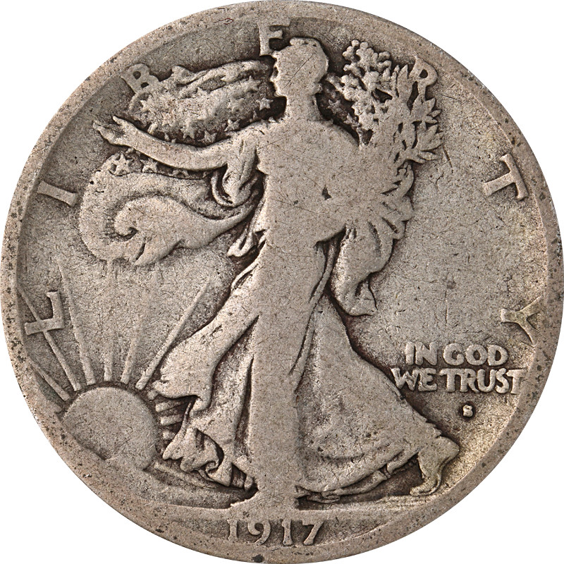 1917-S Obverse Walking Liberty Half Dollar Nice Circ - Great Set Builder - ST...