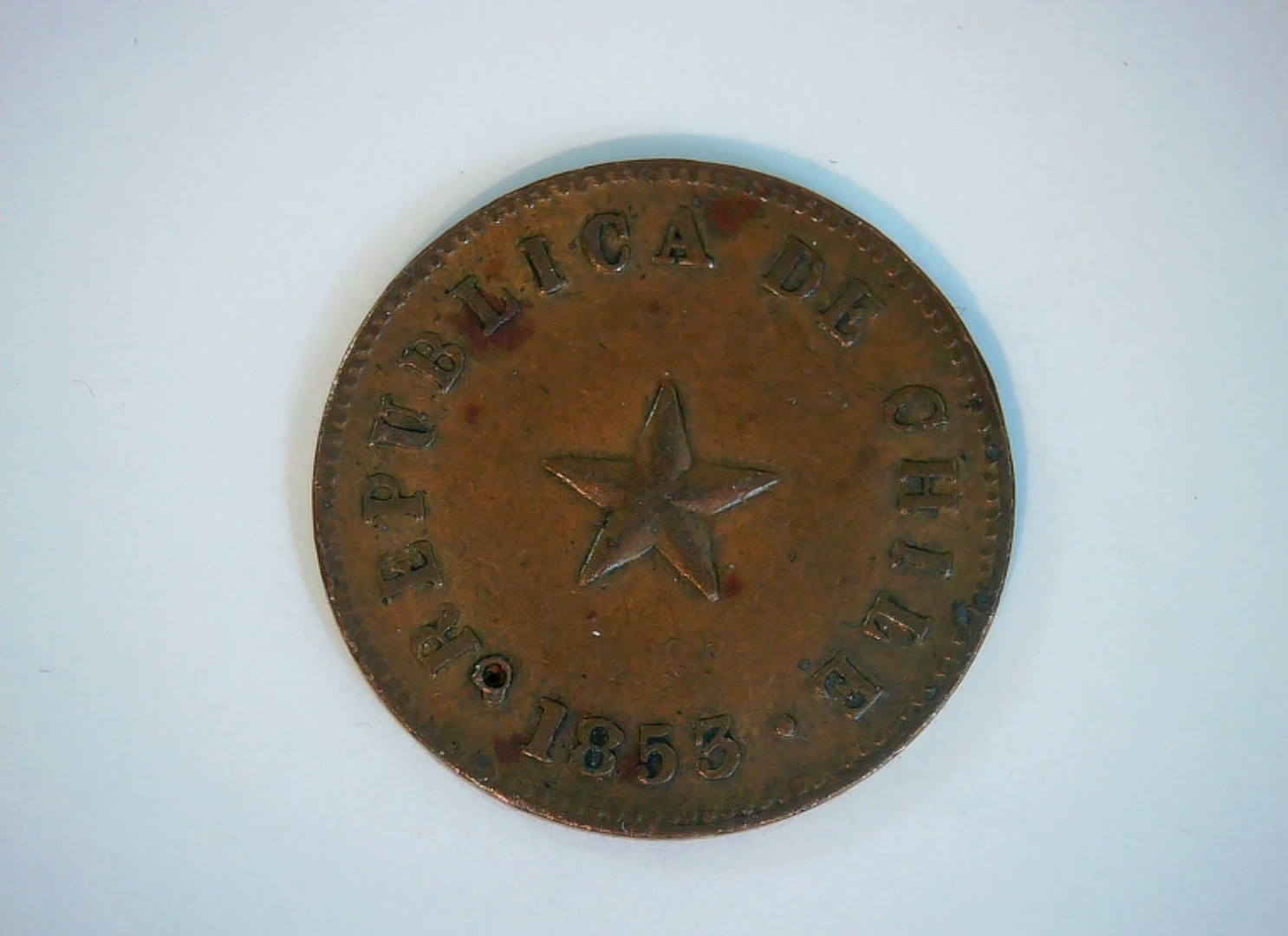 Costa Rica 1853 1/2 Centavo Costa Rica Star (Medio Centavo) type Coin