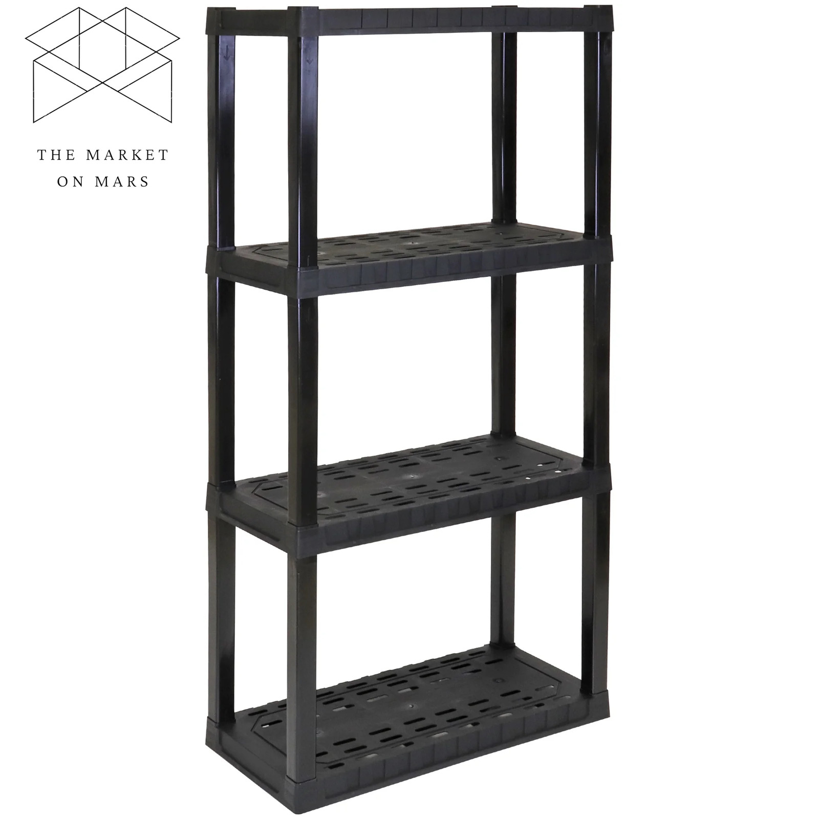 Plastic Storage Shelves Garage Shelving Unit 4-Tier 57"H X 14"D X 30"W Black