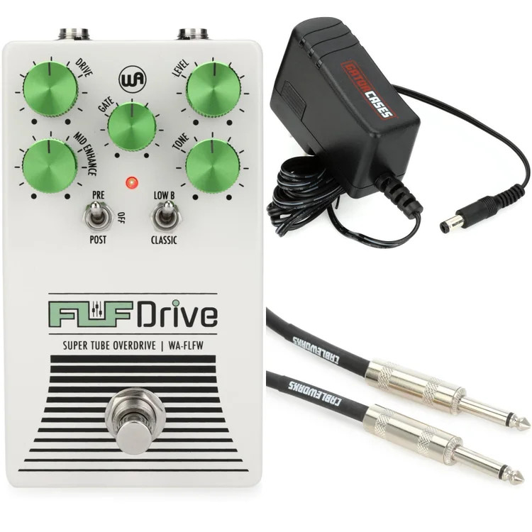 Warm Audio Fluff Drive Overdrive Pedal with Power Supply and Cable - White,