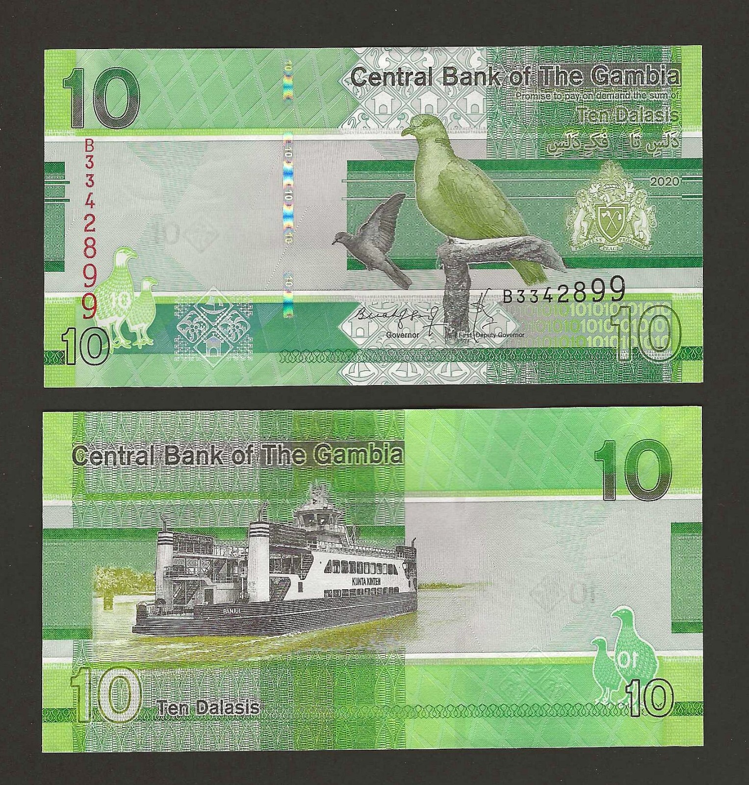 GAMBIA 10 Dalasis 2020, P-38b New Date & Sign: Jaabi/Saidy, Prefix B, UNC