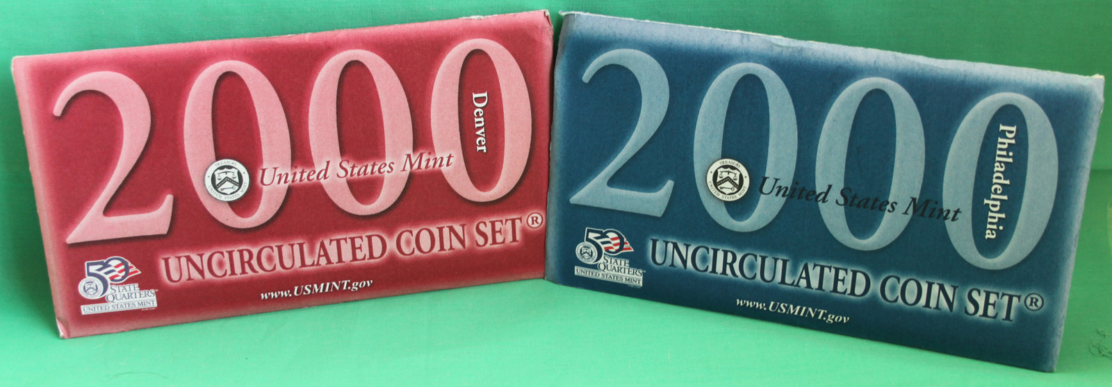 2000 P and D US Mint ANNUAL Uncirculated 20 Coin Set BU Coins COA and Envelope