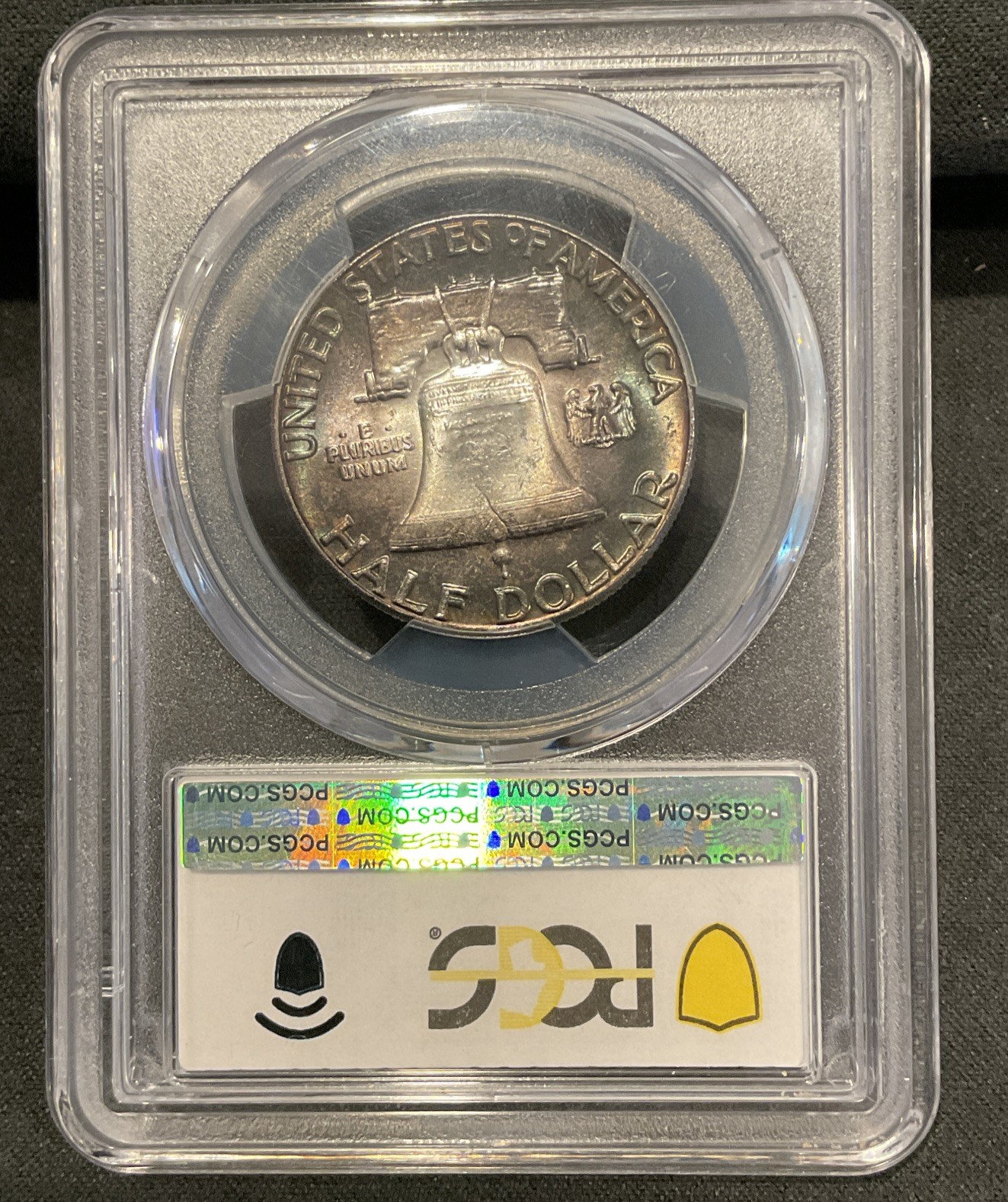 1963 P Franklin Half Dollar 50C 90% Silver PCGS MS64 Dark Rainbow Toning