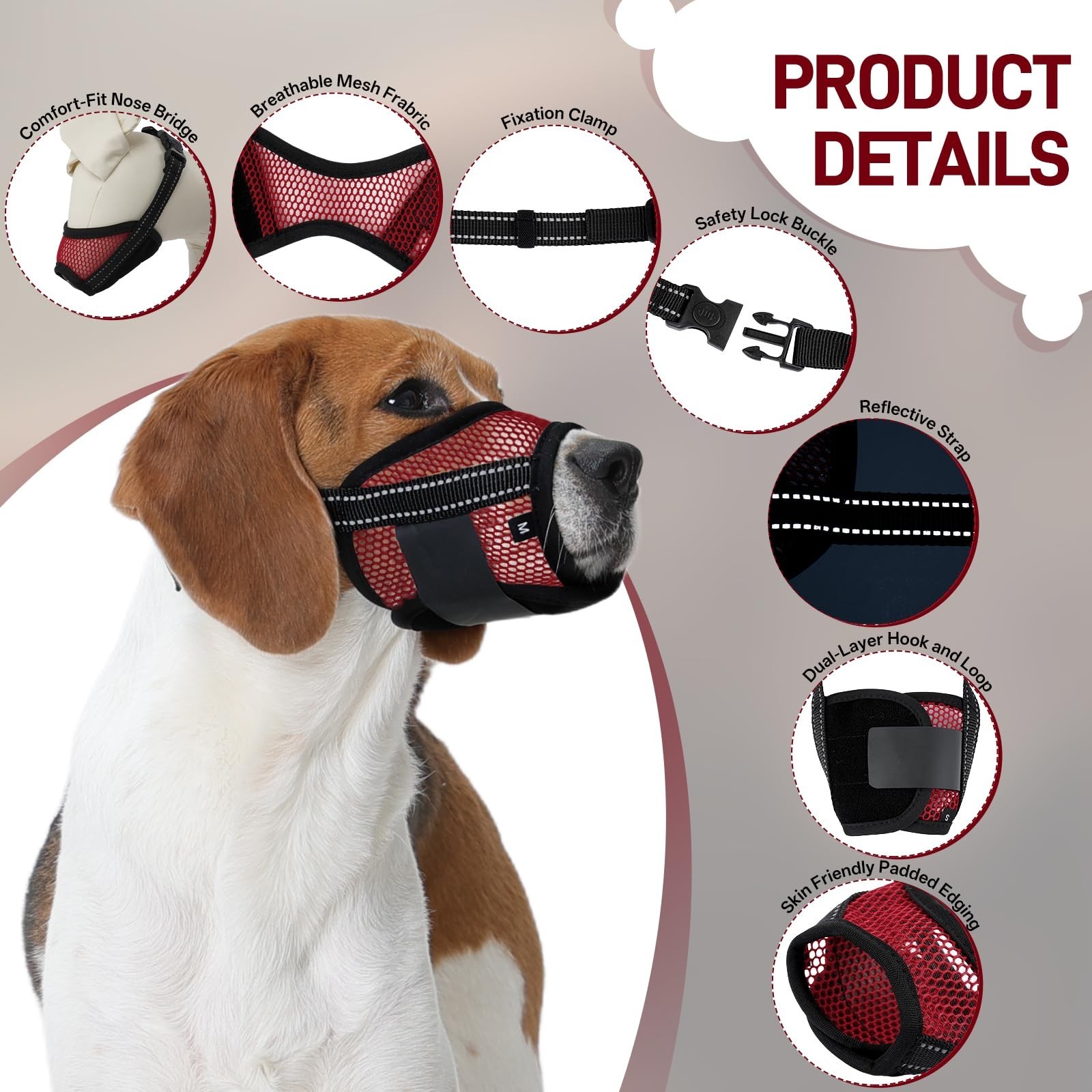 2-Pack Soft Air Mesh Dog Muzzles - Anti-Biting, Barking, Chewing, Adjustable for