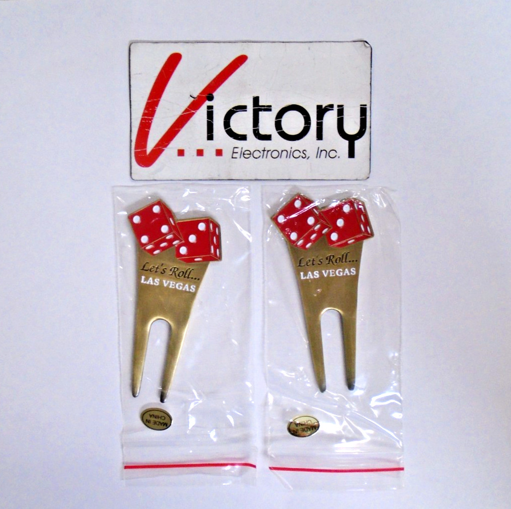 NEW CMC Golf Las Vegas BRONZE "Let's Roll" Divot Tool & Golf Ball Marker 2-PACK