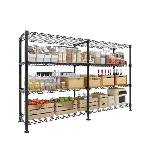 Storage Shelves 60" W Heavy Duty Metal Shelving Unit, 4 59.5"Hx13.8"D x 60"W