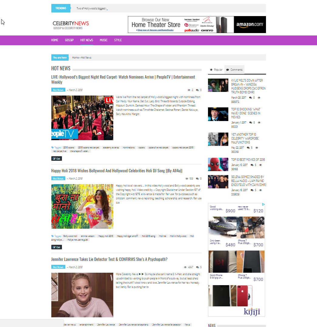 🥇 Turnkey WordPress Celebrity News Website - Autopilot, Easy Customization