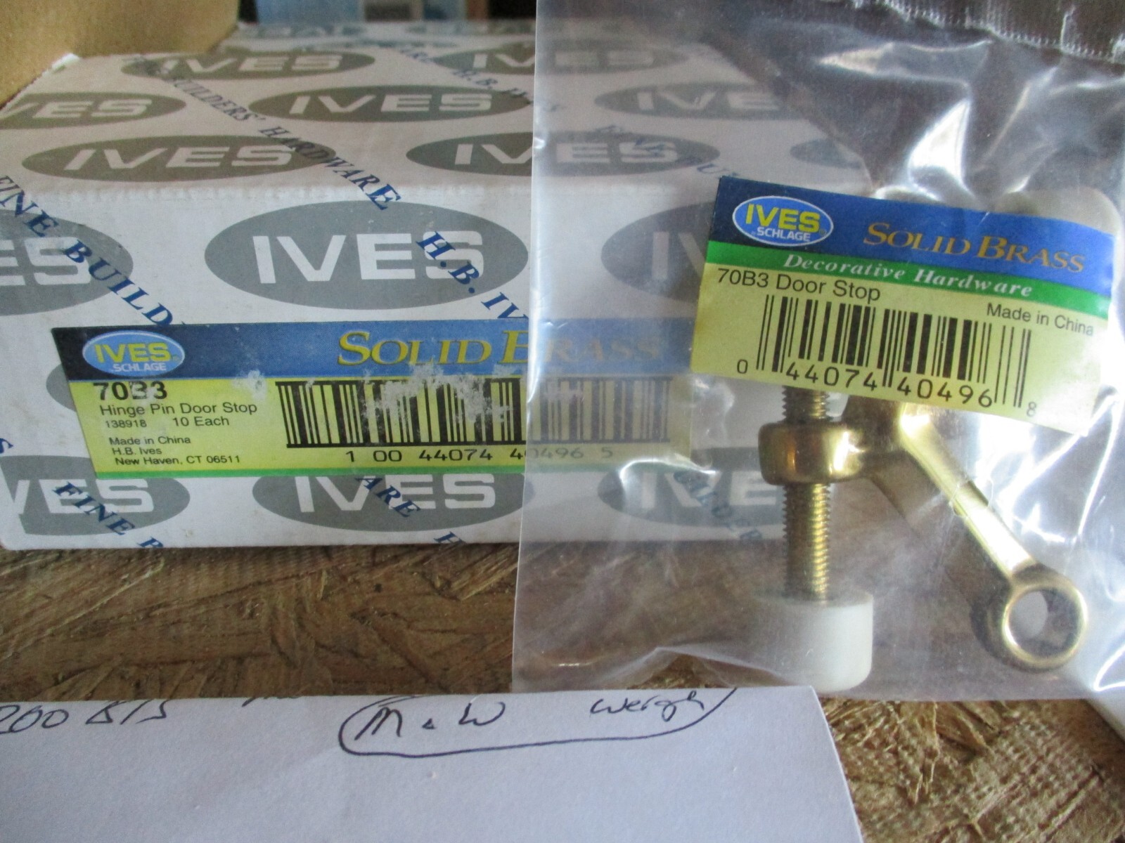 10 Ives by Schlage 70B3 Solid Brass Hinge Pin Door Stop, New retail packages.