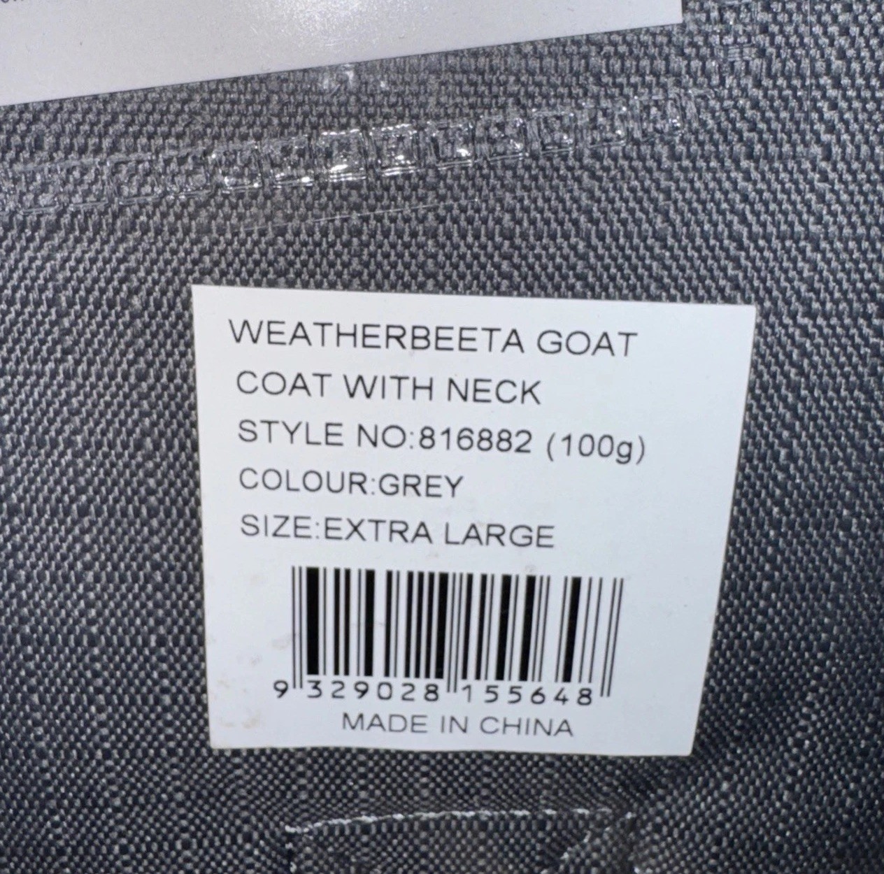 WeatherBeeta Goat Coat with Neck Grey