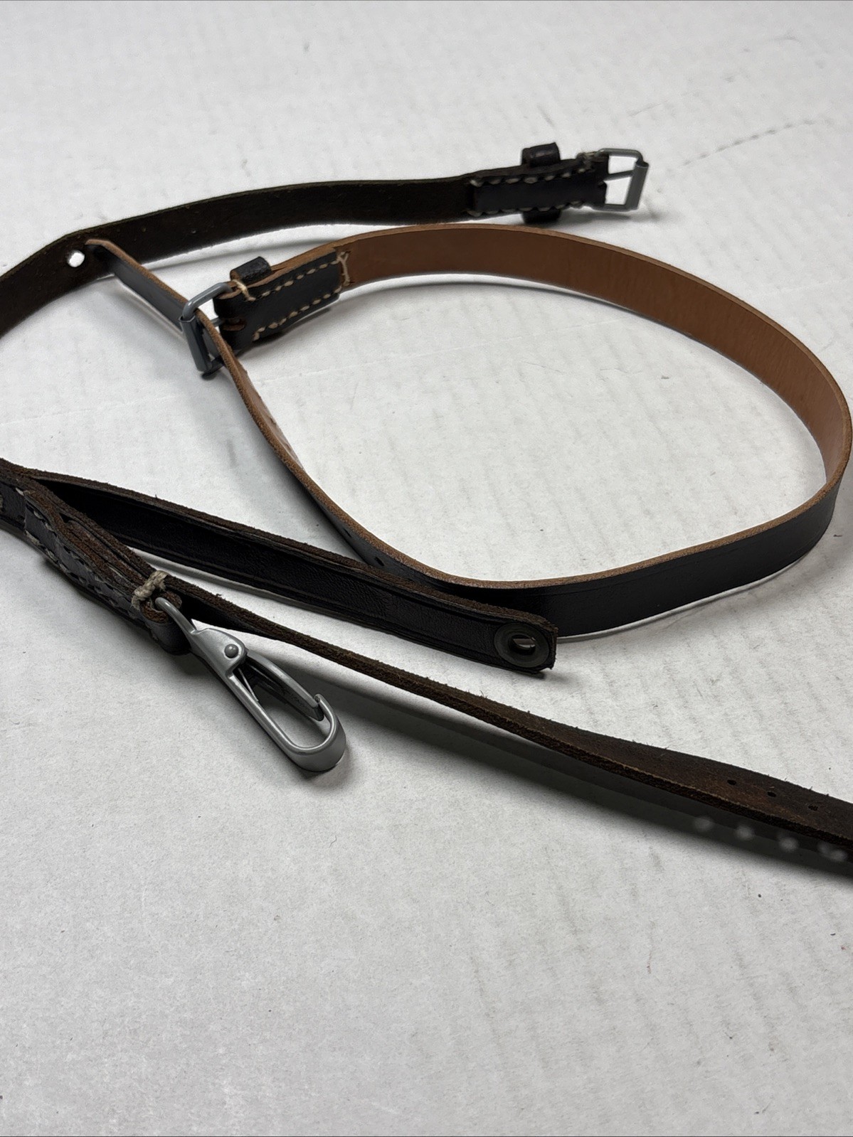 WWII ERA GERMAN LEATHER STRAPS Canteen & Utility— Reproduction - Pair - Marked