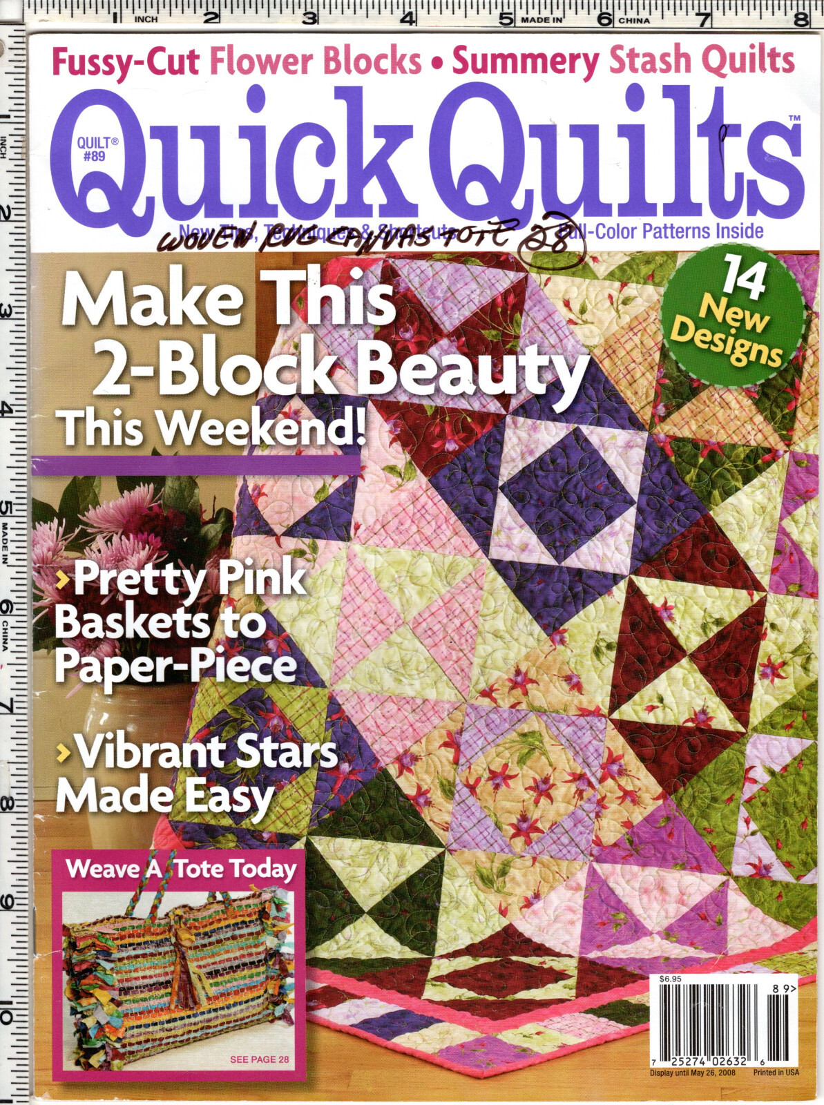 Quilt #89 Quick Quilts 2008 66 Pages 14 New Designs Summery Stash Quilts