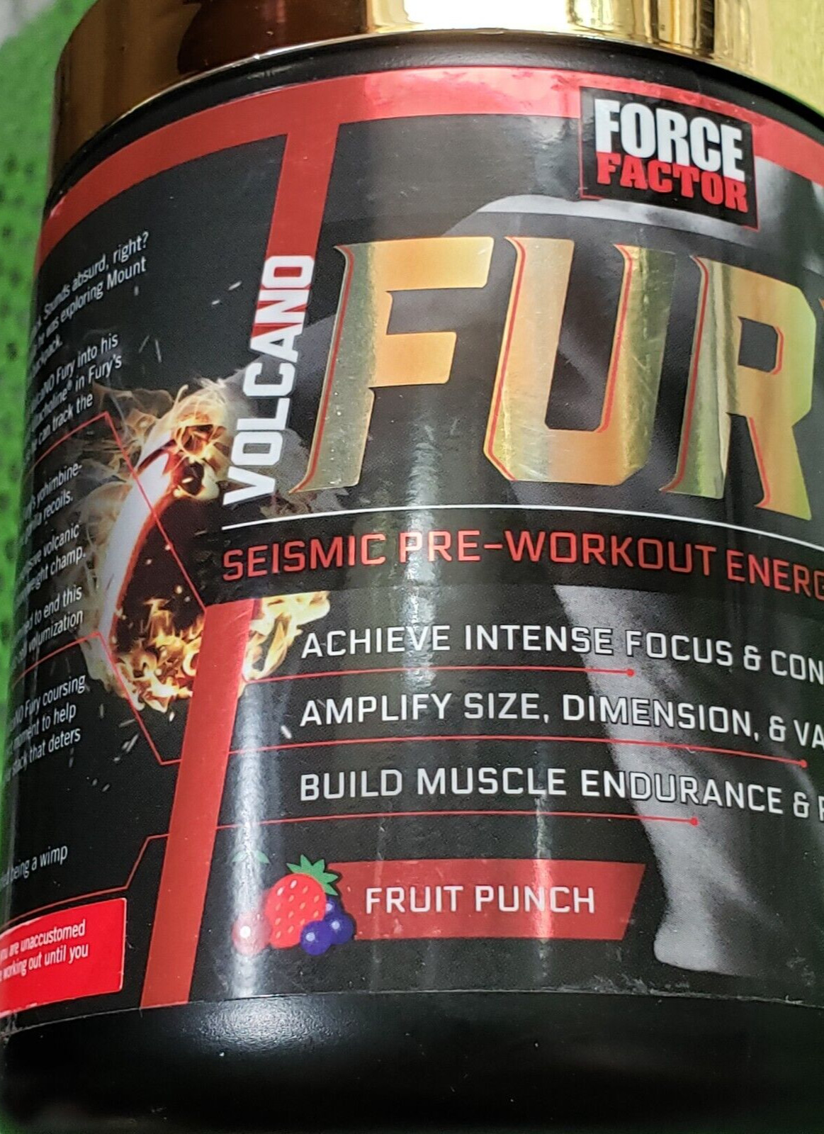 Force Factor - VOLCANO FURY Pre-Workout - Fruit Punch - 30 Serv - Exp 3/2026