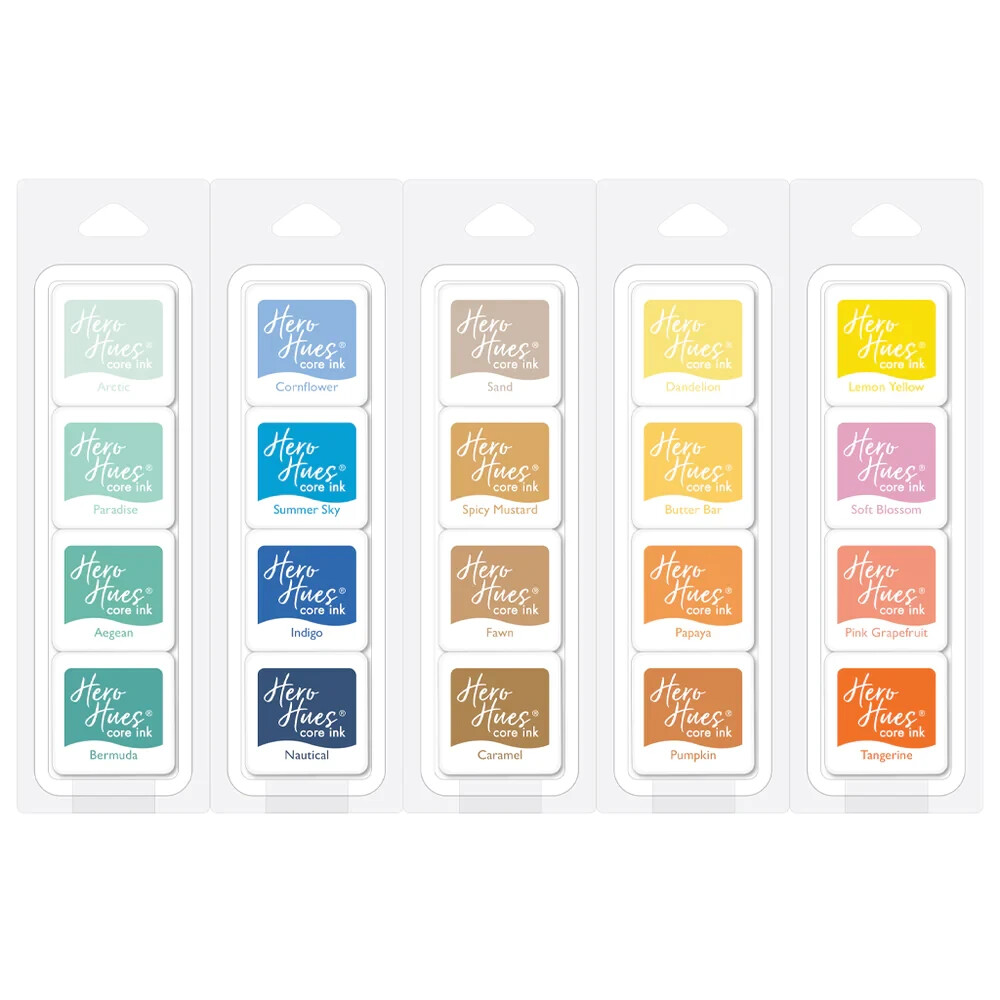 Hero Arts SUMMER NEW COLOR INK CUBE PADS- Set Bundle of ALL 5 PACKS (20 Colors)
