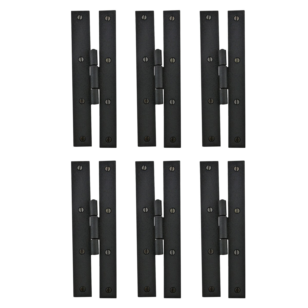 Black Wrought Iron Door H Hinge Flush Mounted Colonial Design 7" H Pack of 6