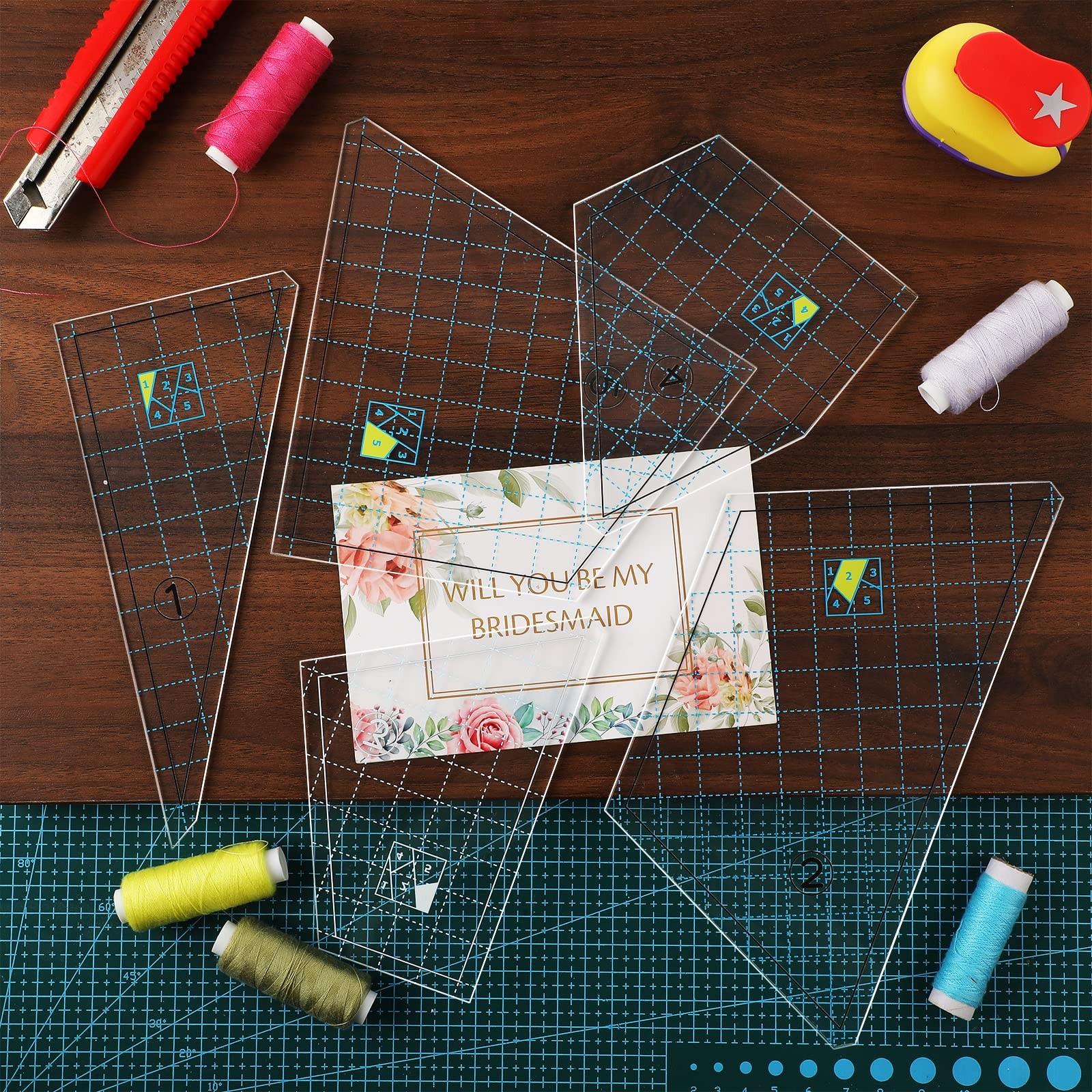 Quilting Template Set Acrylic Cutting Templates for Sewing Machine
