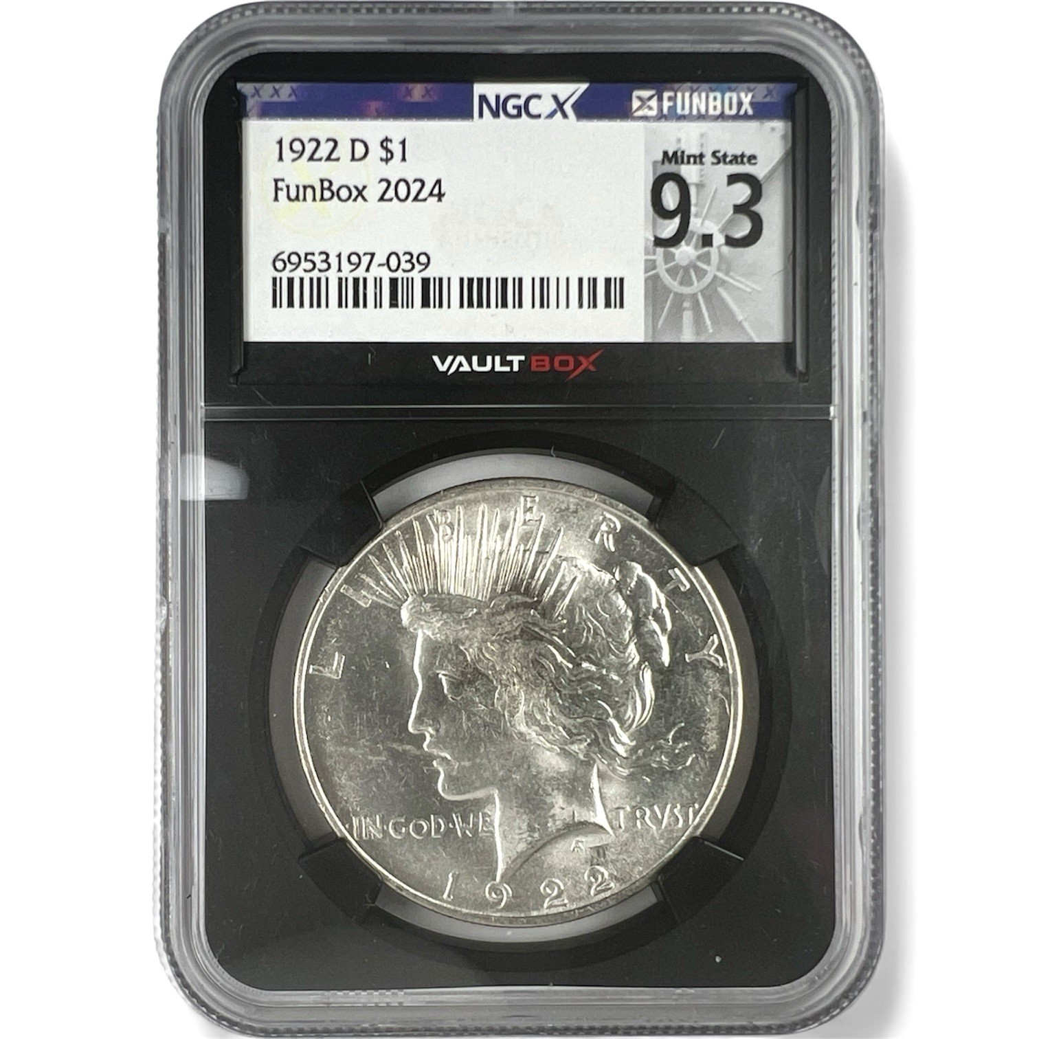 1922-D Peace Dollar NGC Funbox 9.3 (Ms63 Equivalent) NA50