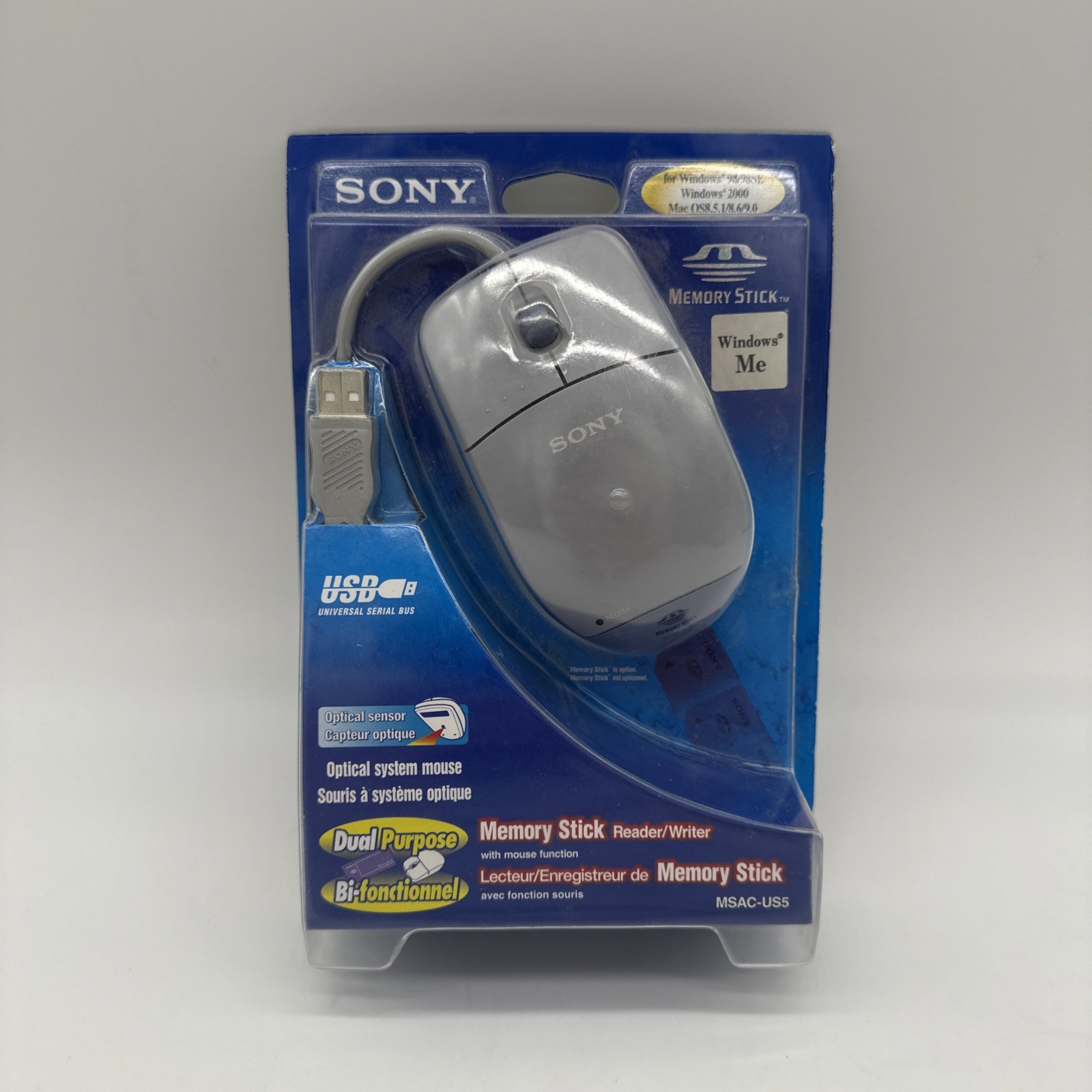 Vintage / Sony Memory Stick Reader Writer USB Optical Mouse / MSAC-US5 / Sealed