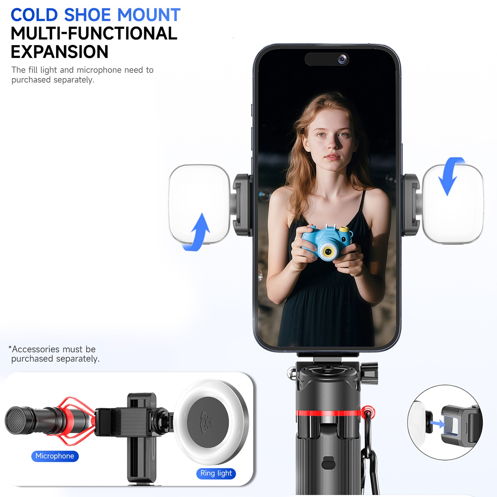 4-in-1 Portable Mini Selfie Stick Tripod w/ St Remote Control For iPhone Android