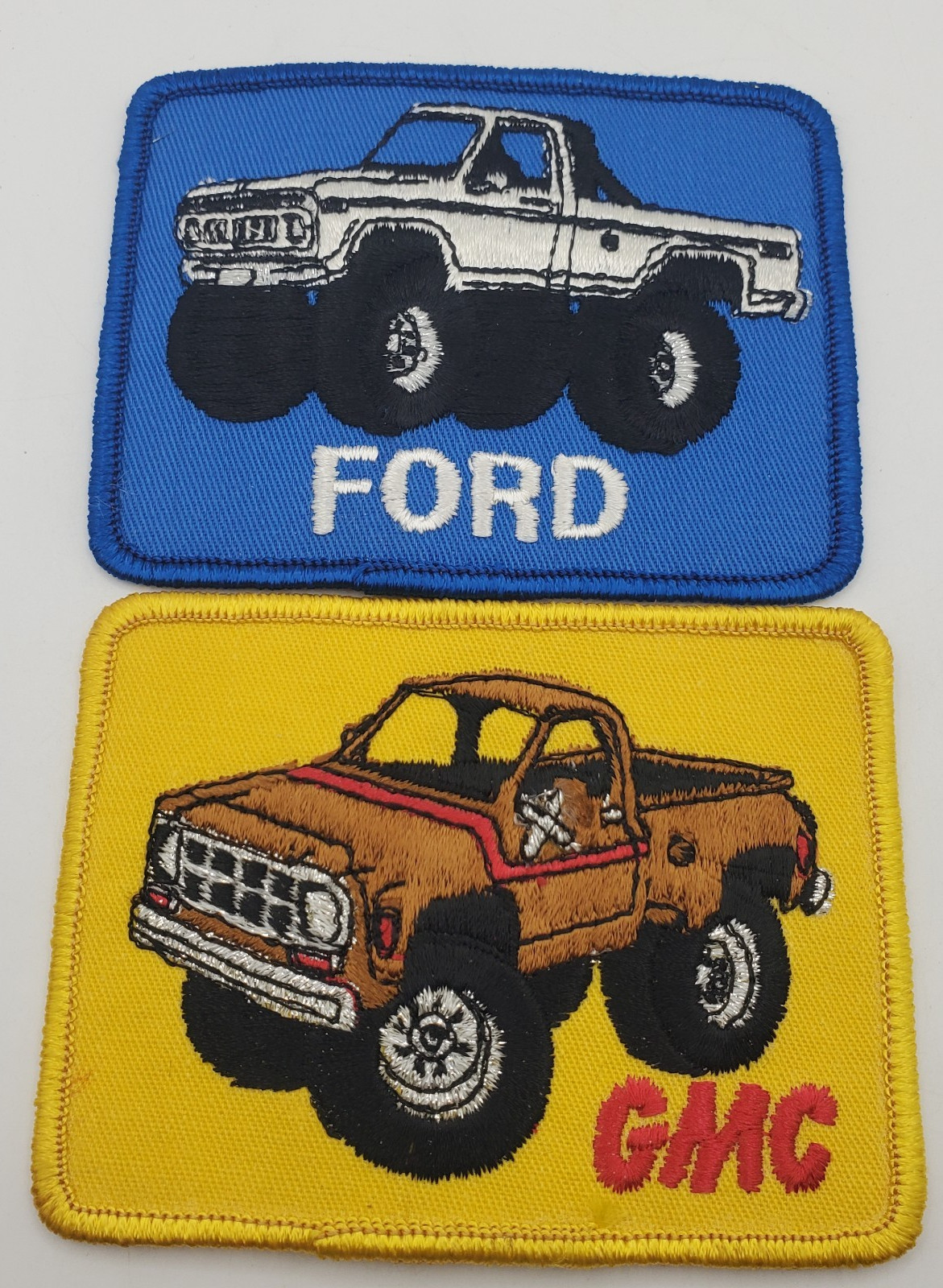 Lot of 2 GMC & FORD Off Road Truck Vintage Patches Logo Cartoon 4" x 3"