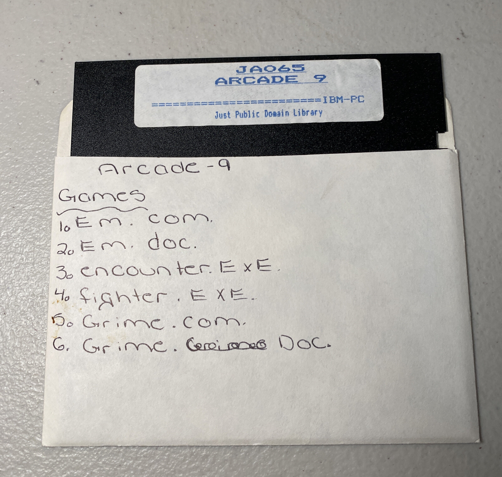 JA065 ARCADE 9 IBM-PC Just Public Domain Library 5.25” Vintage