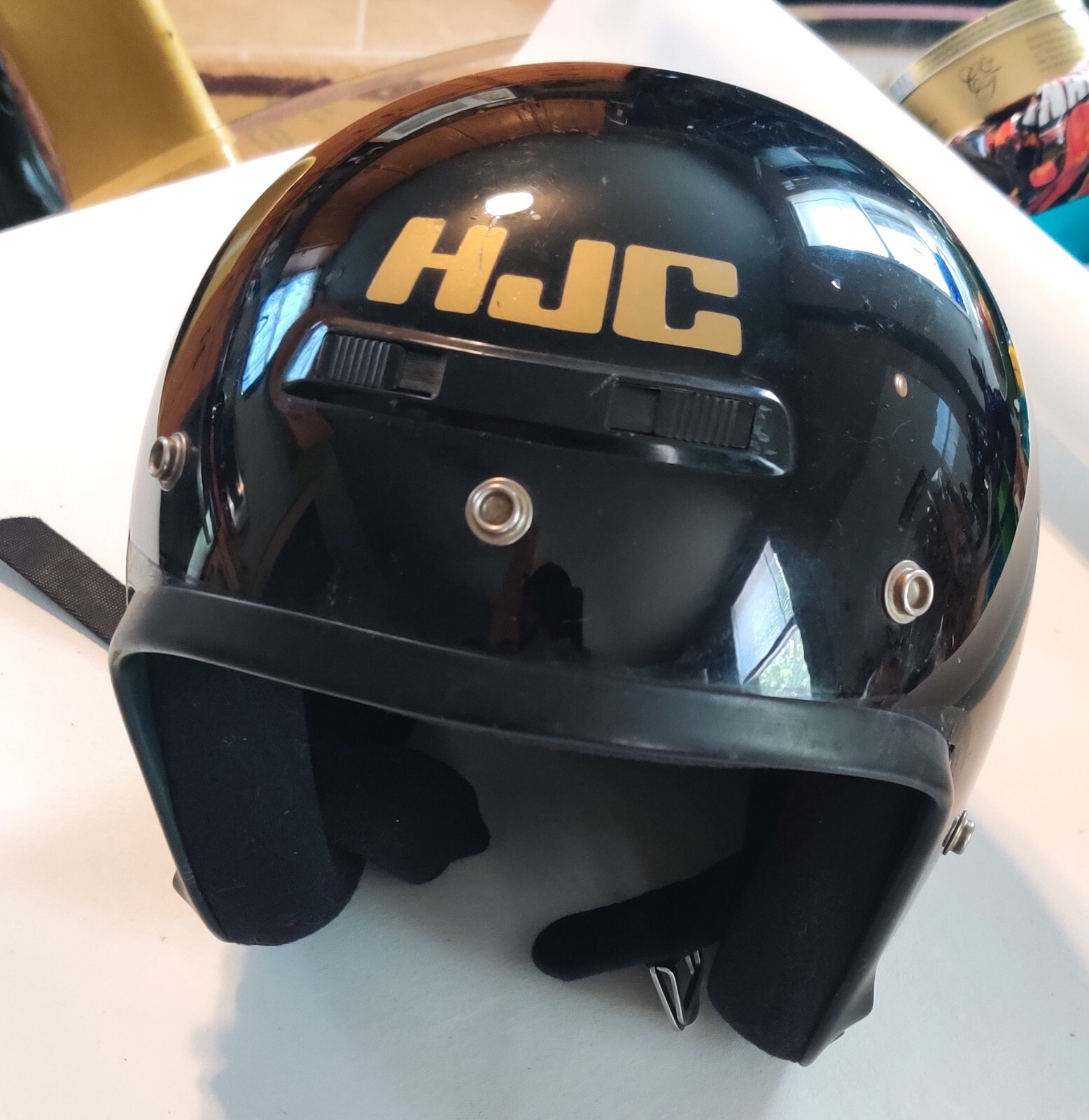 SNELL Black Gold HJC FG3 M90 Fiberglass Motorcycle DOT Helmet Size S Small