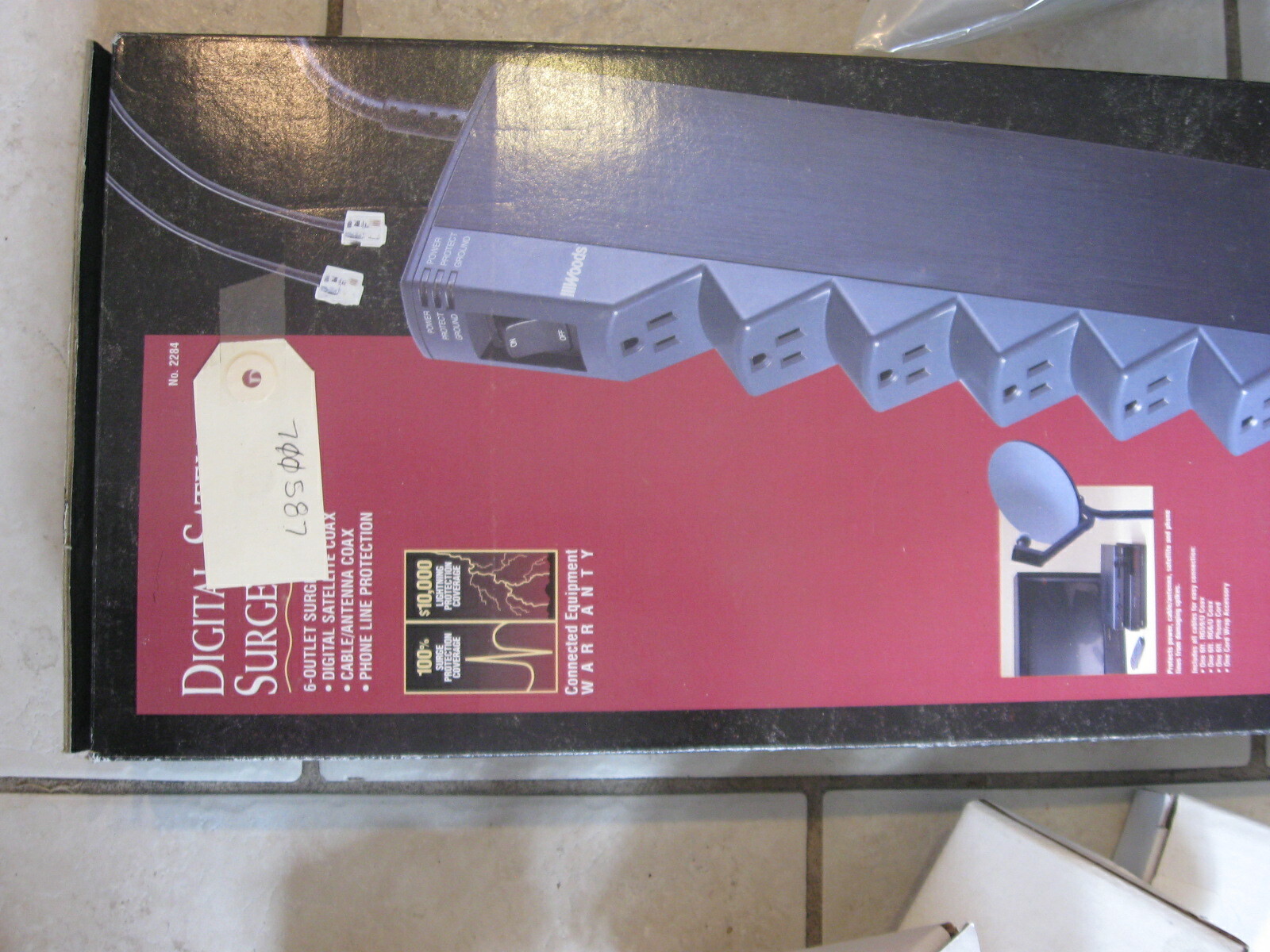 NEW Heavy Duty Woods Digital Satellite Surge Protector 6 Outlet Coax Cable 2284