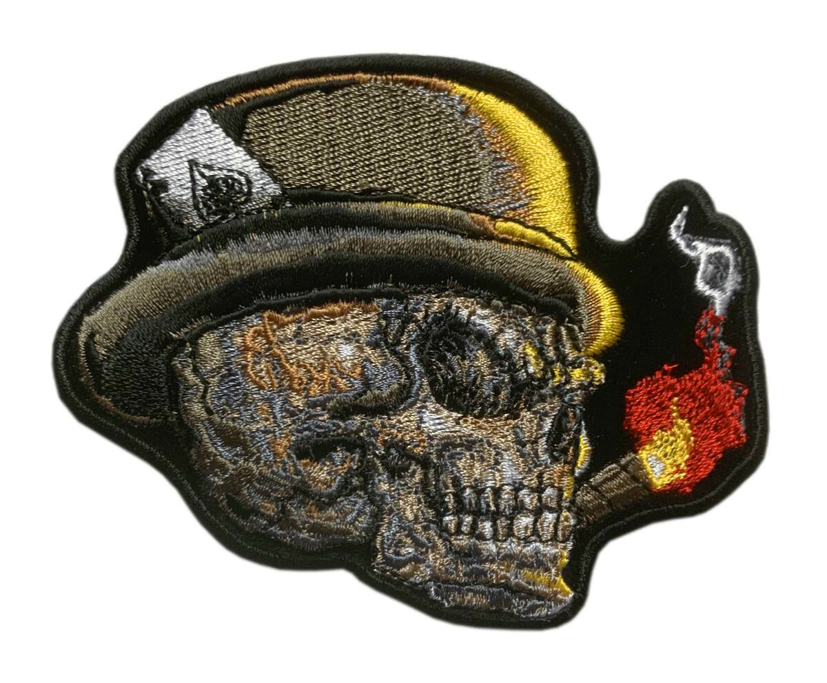 Cigar Skull Embroidered iron on Sew on Patch [GS7]