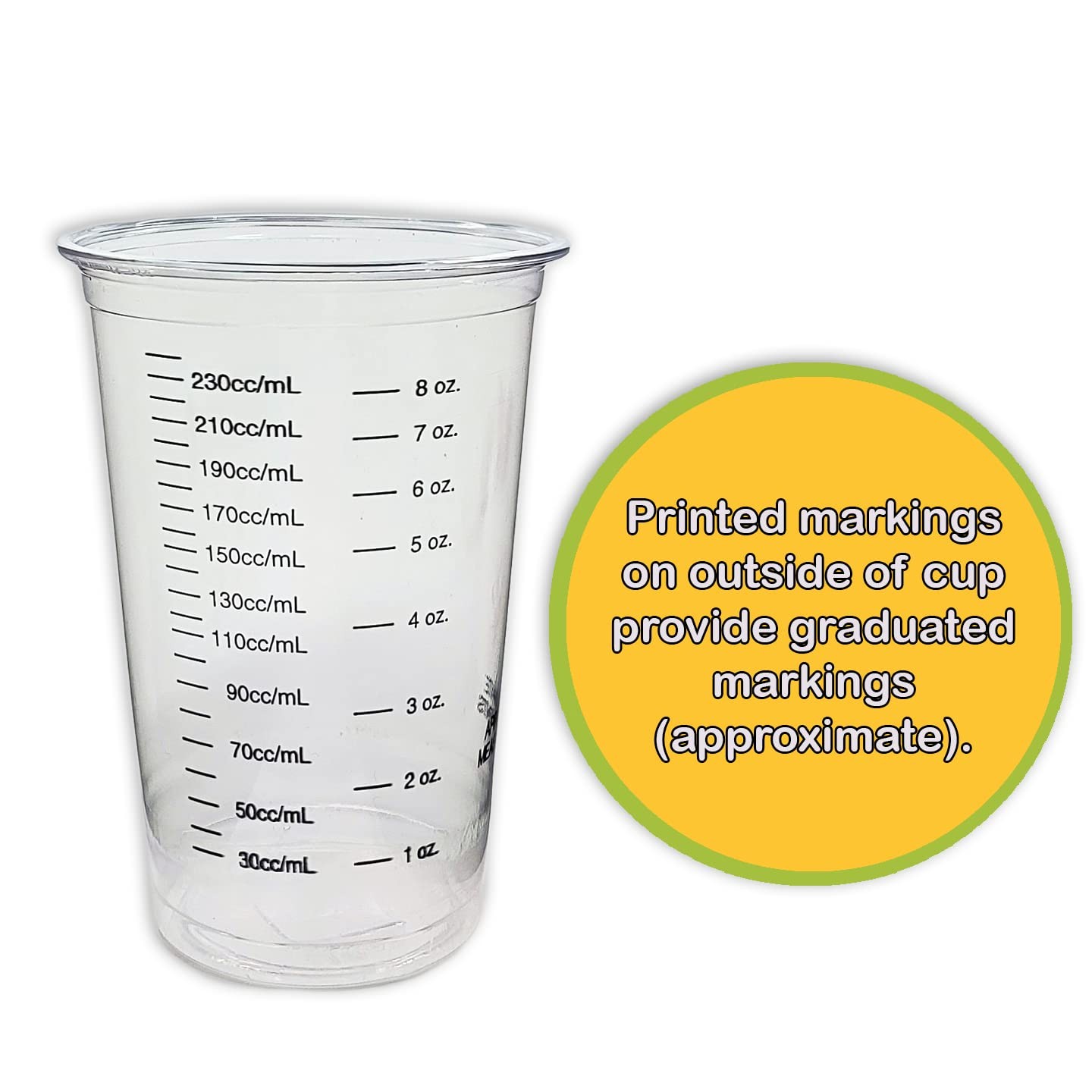 20 8oz Disposable Graduated Clear Plastic Cups for Mixing Paint, 8 Oz,