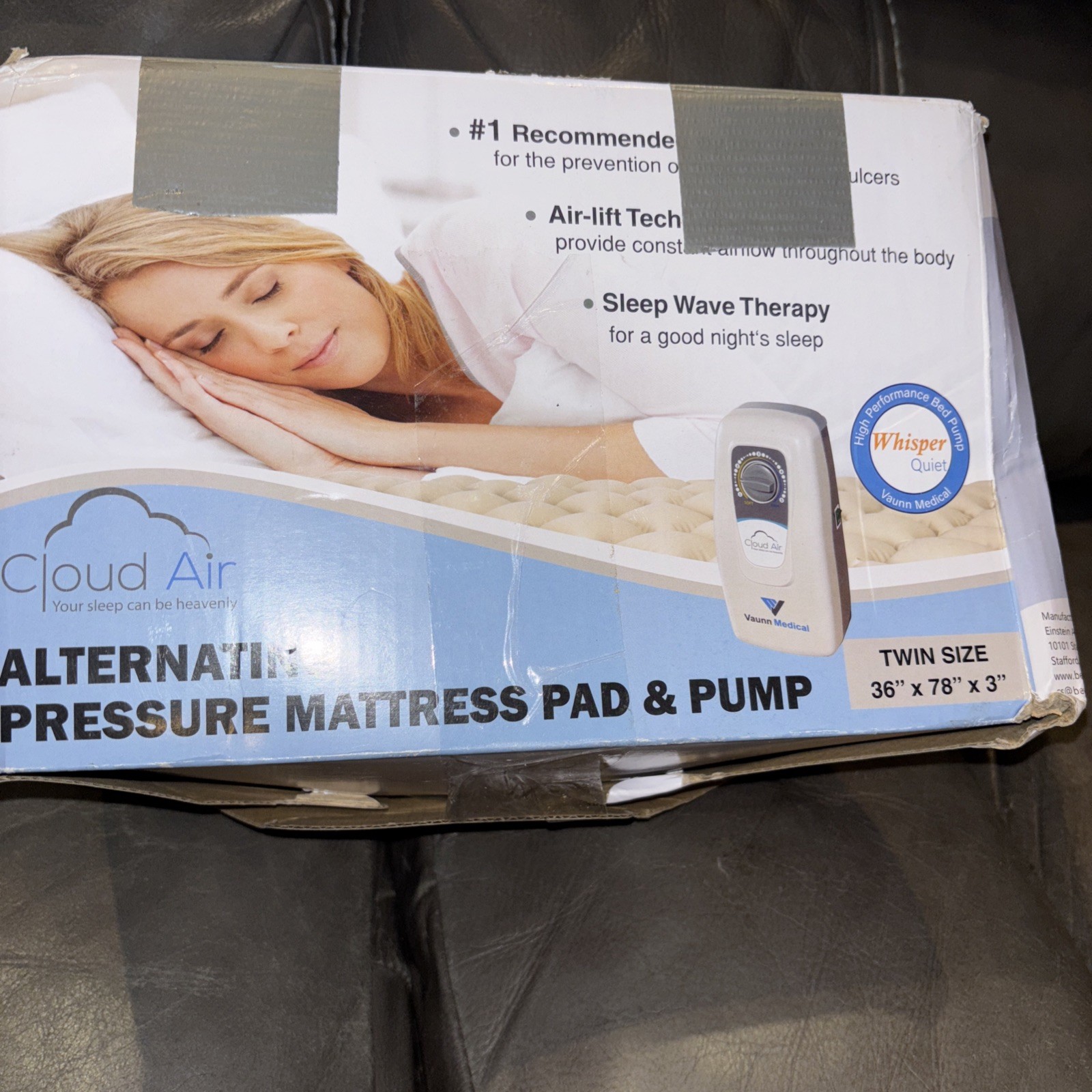 Vaunn Med Alternating Pressure Mattress Pad & Pump - Twin 36”x78”x3” Cloud Air