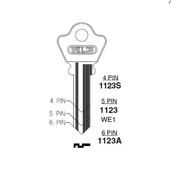 Ilco 1123S Welch 4-Pin Key Blank uncut *(1 Pc)