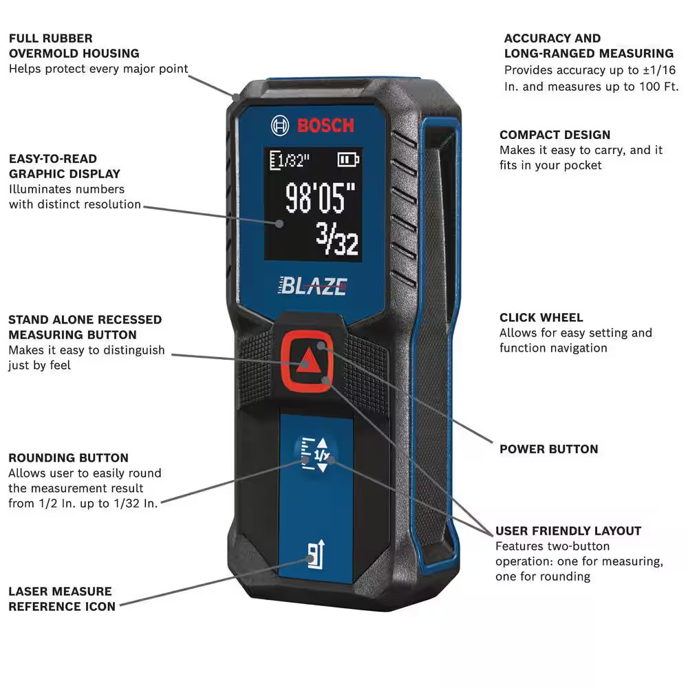 BLAZE 100 Ft. Laser Measure (3-Pack)