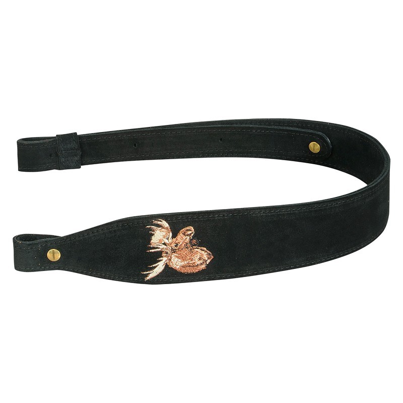 Levy's Outdoor Suede Cobra Rifle Sling with Moose Design Embroidery; Black
